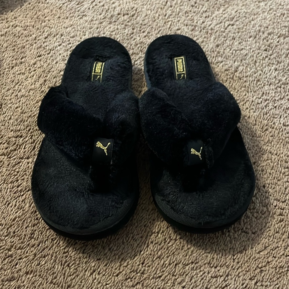 Black Puma Slippers